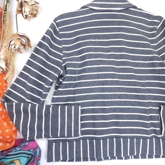 Loft Grey White Striped Blazer Sz S - Picture 9 of 13